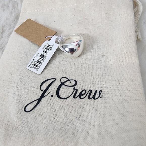 NEW J. Crew Chunky Sculptured Orb Dome Ring Silver Mirror Size 5 - Picture 6 of 8